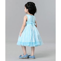 Babyhug Sleeveless Knee Length Textured Frock - Blue