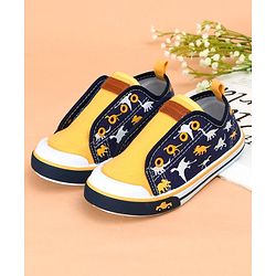 Cute Walk by Babyhug Casual Shoes Dino Print - Yellow Navy
