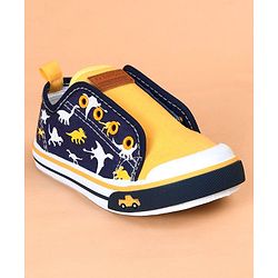 Cute Walk by Babyhug Casual Shoes Dino Print - Yellow Navy