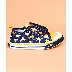 Cute Walk by Babyhug Casual Shoes Dino Print - Yellow Navy