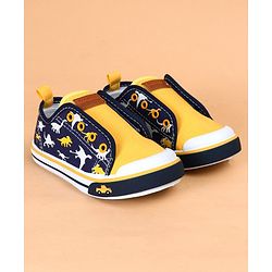 Cute Walk by Babyhug Casual Shoes Dino Print - Yellow Navy