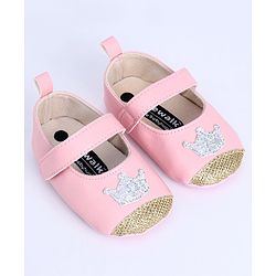 Cute Walk by Babyhug Booties Sequin Crown Patch - Pink