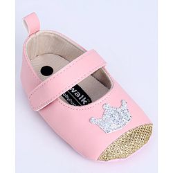 Cute Walk by Babyhug Booties Sequin Crown Patch - Pink
