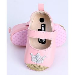 Cute Walk by Babyhug Booties Sequin Crown Patch - Pink