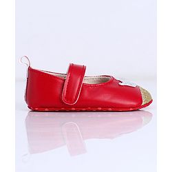 Cute Walk by Babyhug Booties Sequin Crown Patch - Red