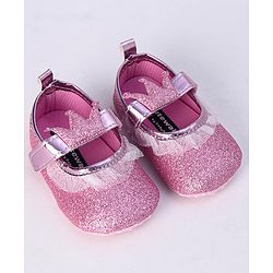 Cute Walk by Babyhug Party Wear Booties Crown Patch - Pink