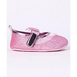 Cute Walk by Babyhug Party Wear Booties Crown Patch - Pink