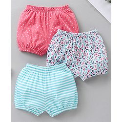 Babyhug Cotton Bloomers Striped & Printed Pack of 3 - Multicolour