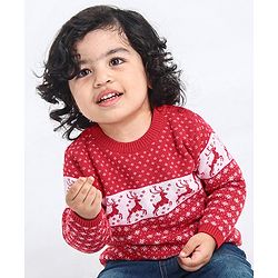 Babyhug 100% Organic Cotton Pullover Sweater - Red