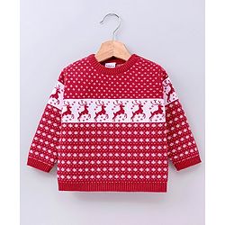 Babyhug 100% Organic Cotton Pullover Sweater - Red