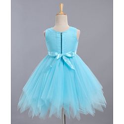 Babyhug Sleeveless Frock Floral Embroidered - Blue