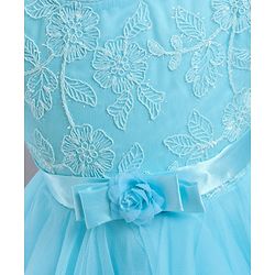 Babyhug Sleeveless Frock Floral Embroidered - Blue