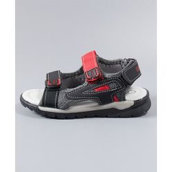 Cute Walk by Babyhug Sandals With Triple Velcro Closure - Black Red