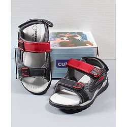 Cute Walk by Babyhug Sandals With Triple Velcro Closure - Black Red