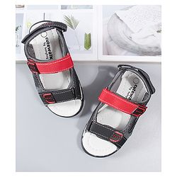 Cute Walk by Babyhug Sandals With Triple Velcro Closure - Black Red
