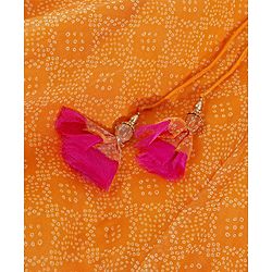 Babyhug Sleeveless Ruffled Choli and Printed Ghagra with Tassel Cords and Net Dupatta Set - Yellow