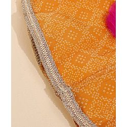 Babyhug Sleeveless Ruffled Choli and Printed Ghagra with Tassel Cords and Net Dupatta Set - Yellow