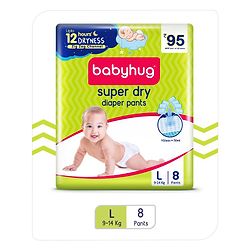 Babyhug Super Dry Pant Style Diaper Large (L) Size - 8 Pieces