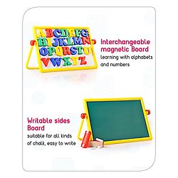 Babyhug Junior 2 in 1 Magnetic Letters and Numbers Learning & Writing Board with Duster & Chalk 36 pieces- Multicolour