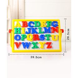 Babyhug Junior 2 in 1 Magnetic Letters and Numbers Learning & Writing Board with Duster & Chalk 36 pieces- Multicolour