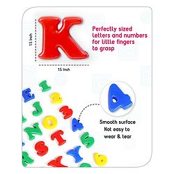 Babyhug Junior 2 in 1 Magnetic Letters and Numbers Learning & Writing Board with Duster & Chalk 36 pieces- Multicolour