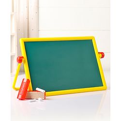 Babyhug Junior 2 in 1 Magnetic Letters and Numbers Learning & Writing Board with Duster & Chalk 36 pieces- Multicolour
