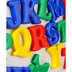 Babyhug Junior 2 in 1 Magnetic Letters and Numbers Learning & Writing Board with Duster & Chalk 36 pieces- Multicolour