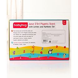 Babyhug Junior 2 in 1 Magnetic Letters and Numbers Learning & Writing Board with Duster & Chalk 36 pieces- Multicolour