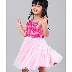 Babyhug Singlet Frock Floral Corsage - Pink