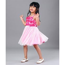 Babyhug Singlet Frock Floral Corsage - Pink