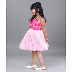 Babyhug Singlet Frock Floral Corsage - Pink