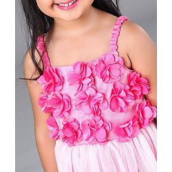 Babyhug Singlet Frock Floral Corsage - Pink