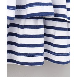 Babyhug Cap Sleeves Stripe Layer Frock Butterfly Print - White Navy Blue