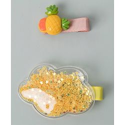 Babyhug Cloud & Pineapple Hair Clips Pack of 2 - Yellow
