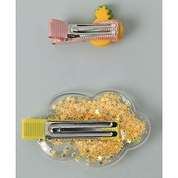 Babyhug Cloud & Pineapple Hair Clips Pack of 2 - Yellow