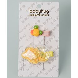 Babyhug Cloud & Pineapple Hair Clips Pack of 2 - Yellow