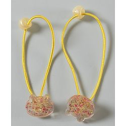 Babyhug Free Size Animal Face Rubber Bands Pack of 2 - Yellow