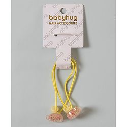 Babyhug Free Size Animal Face Rubber Bands Pack of 2 - Yellow