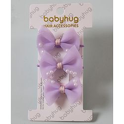 Babyhug Bow Shaped Rubber Bands Pack of 3 - Purple