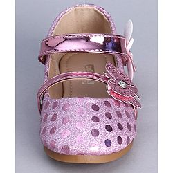 Cute Walk by Babyhug Party Wear Belly Shoes Butterfly Applique - Pink