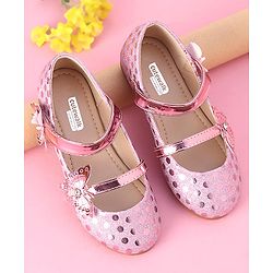 Cute Walk by Babyhug Party Wear Belly Shoes Butterfly Applique - Pink