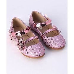 Cute Walk by Babyhug Party Wear Belly Shoes Butterfly Applique - Pink