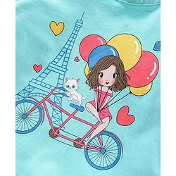 Babyhug Full Sleeves Top Doll Print - Light Blue
