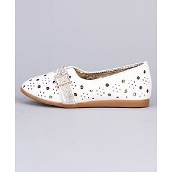 Cute Walk by Babyhug Party Wear Belly Shoes - White
