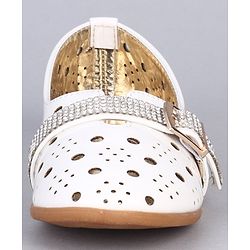 Cute Walk by Babyhug Party Wear Belly Shoes - White