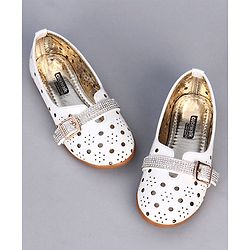 Cute Walk by Babyhug Party Wear Belly Shoes - White