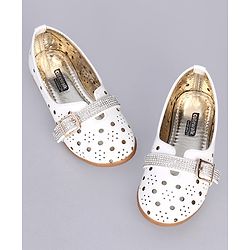 Cute Walk by Babyhug Party Wear Belly Shoes - White