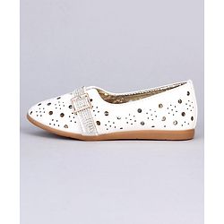 Cute Walk by Babyhug Party Wear Belly Shoes - White