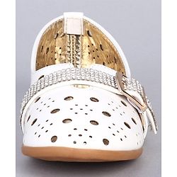 Cute Walk by Babyhug Party Wear Belly Shoes - White