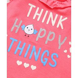Babyhug Half Sleeves Top With Graphics & Frill Detailing Text Print - Multicolor